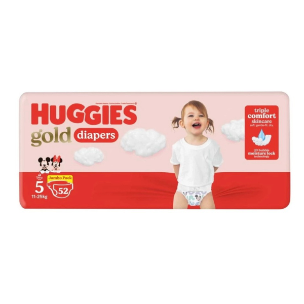 HUGGIES - Jumbo Gold Nappies Tape Diapers - XXL  (52 Pieces)