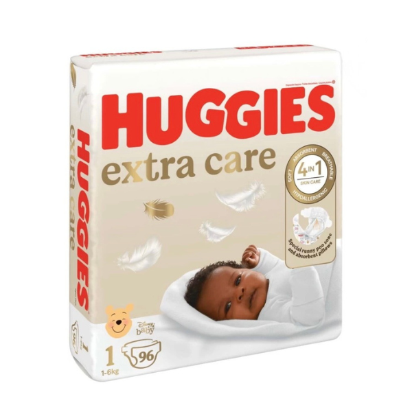 HUGGIES -  Extra Care Tape Diapers - S  (96 Pieces)