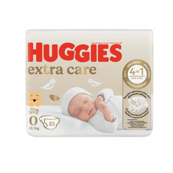 HUGGIES - Extra Care Tape Diapers - 0  (25 Pieces)