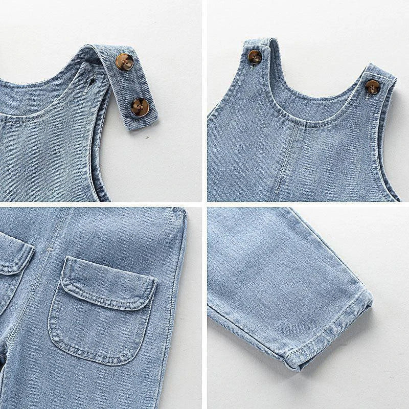 DIIMUU Toddler Baby Overalls – Casual Denim Dungarees