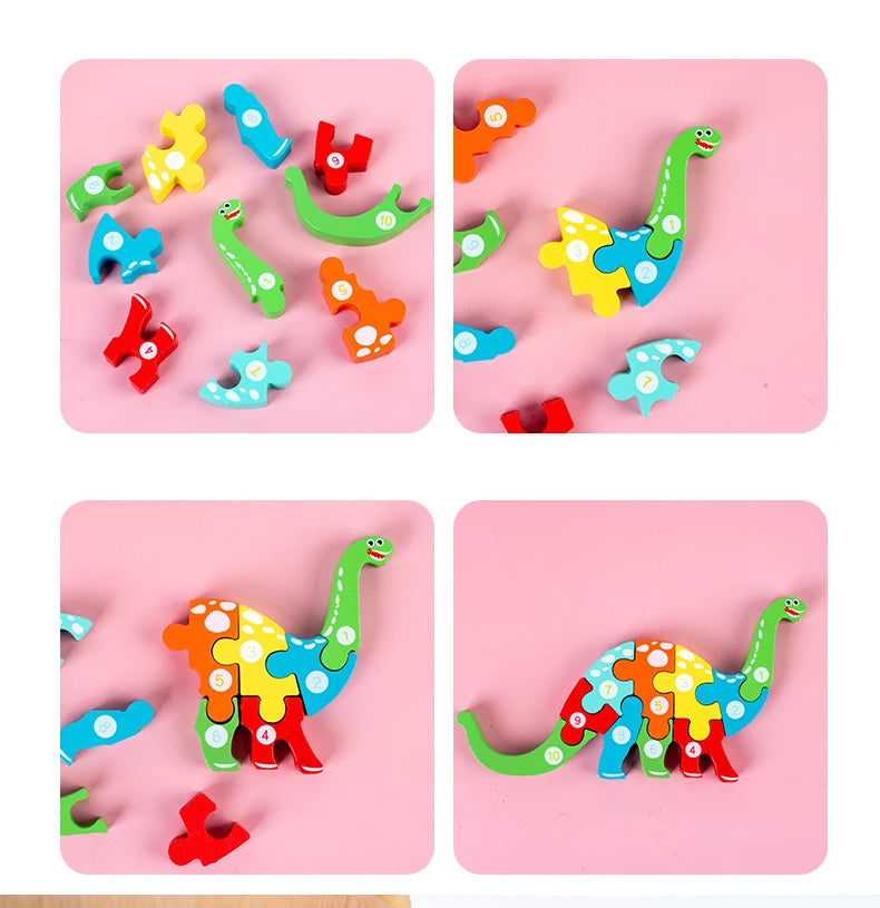 Montessori 3D Animal Wooden Puzzle for Kids