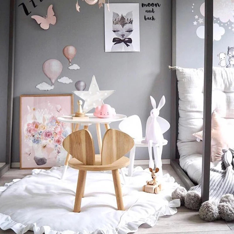 Circular Baby Play Mat – Plush Cotton Crawling Blanket with Elegant Lace Trim