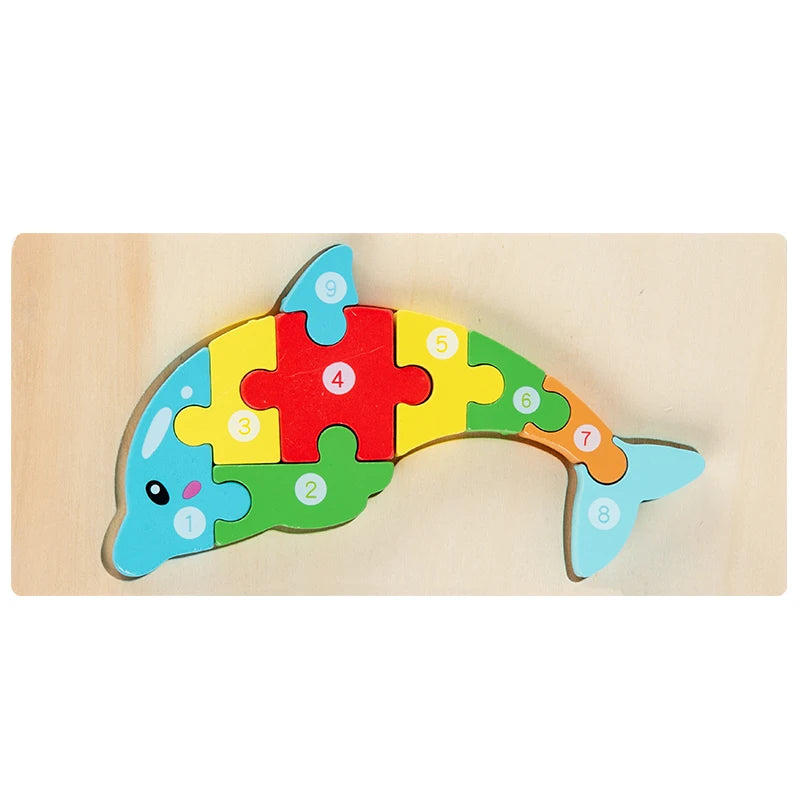 Montessori 3D Animal Wooden Puzzle for Kids