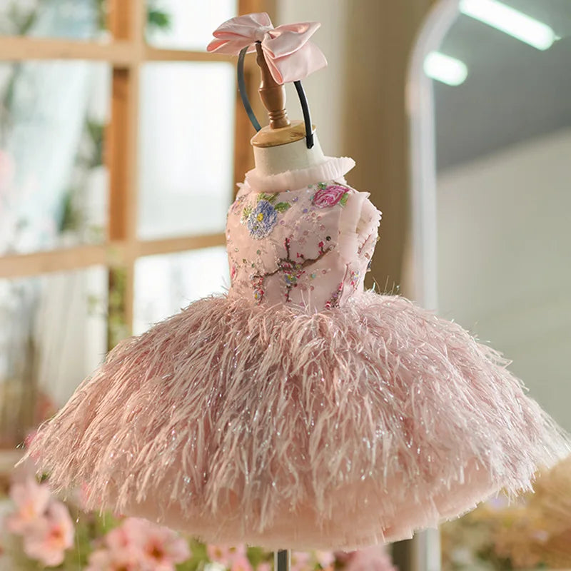 Floral Cotton-Polyester Ball Gown Dress for Toddler Girls