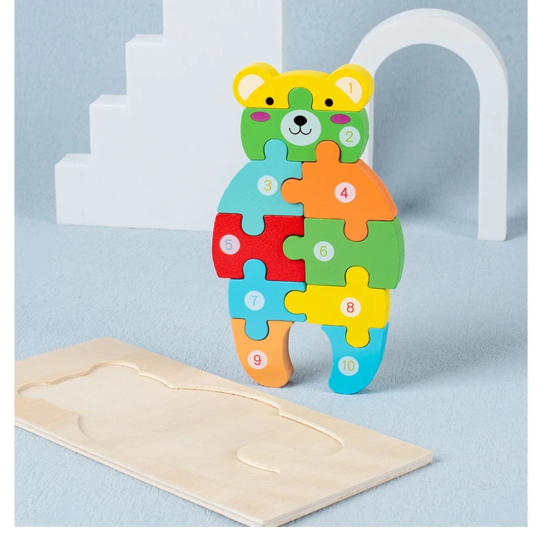 Montessori 3D Animal Wooden Puzzle for Kids