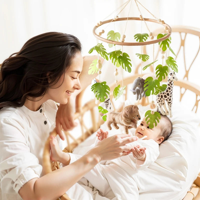 Wooden Baby Mobile with Cotton Features