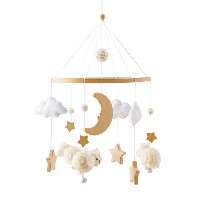 Wooden Baby Mobile with Cotton Features