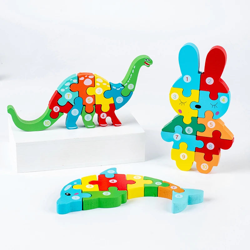 Montessori 3D Animal Wooden Puzzle for Kids