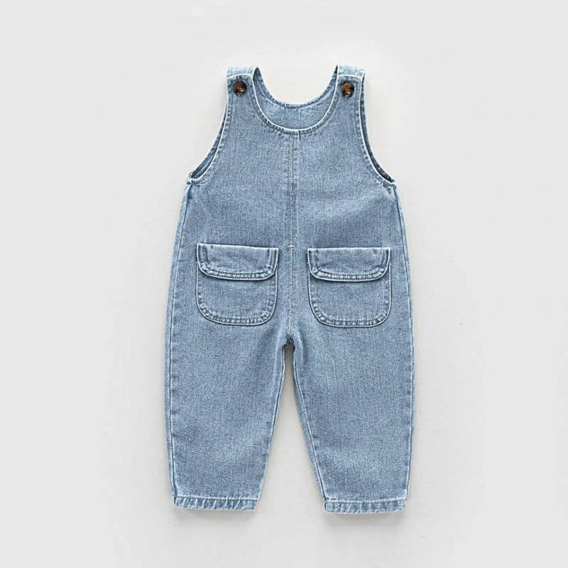 DIIMUU Toddler Baby Overalls – Casual Denim Dungarees