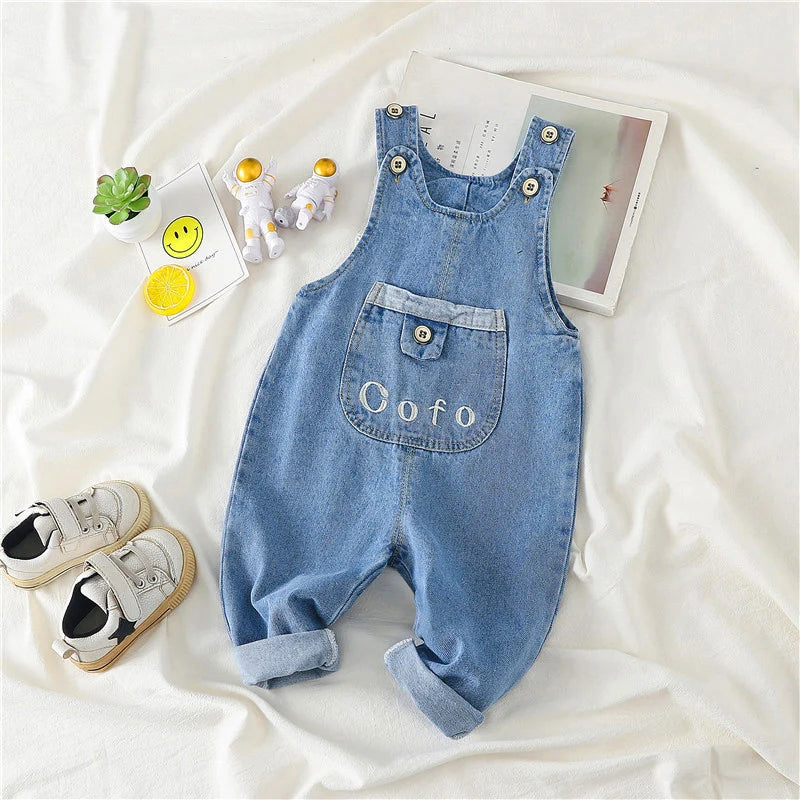 DIIMUU Toddler Baby Overalls – Casual Denim Dungarees