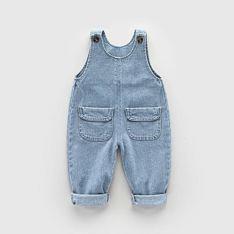 DIIMUU Toddler Baby Overalls – Casual Denim Dungarees