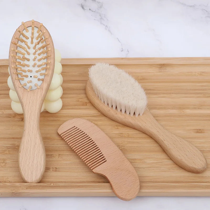 Wooden Baby Hairbrush Set