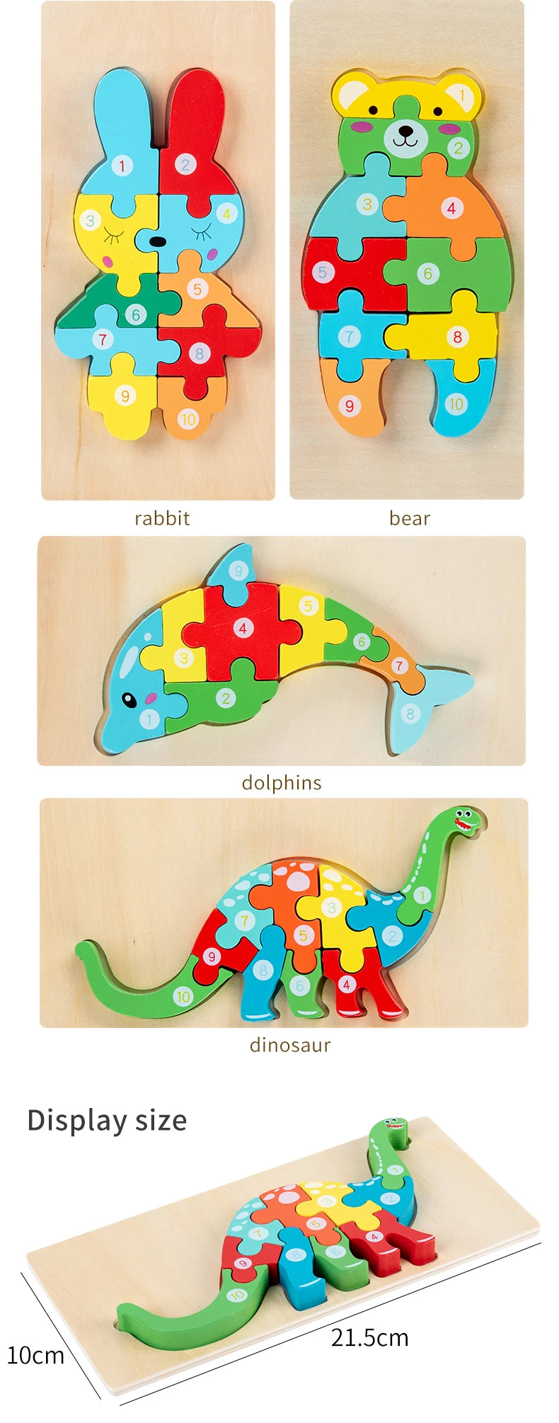 Montessori 3D Animal Wooden Puzzle for Kids