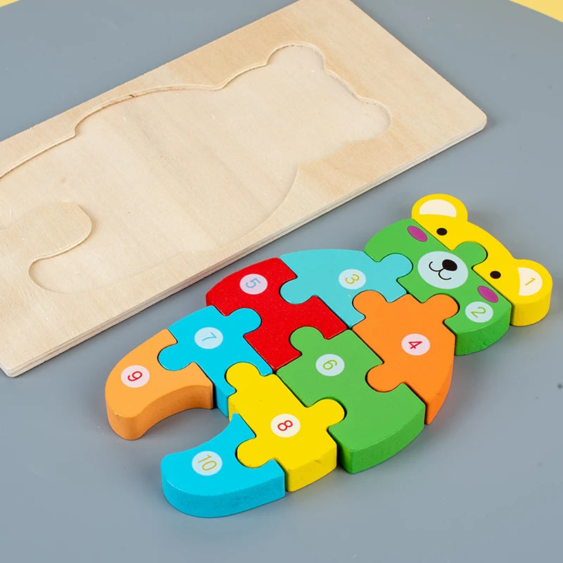 Montessori 3D Animal Wooden Puzzle for Kids