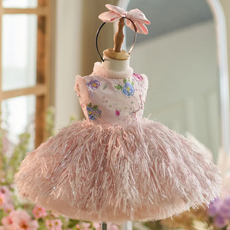Floral Cotton-Polyester Ball Gown Dress for Toddler Girls