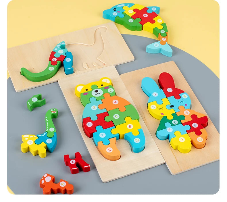 Montessori 3D Animal Wooden Puzzle for Kids