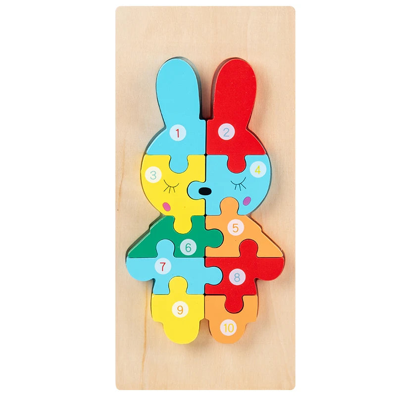Montessori 3D Animal Wooden Puzzle for Kids