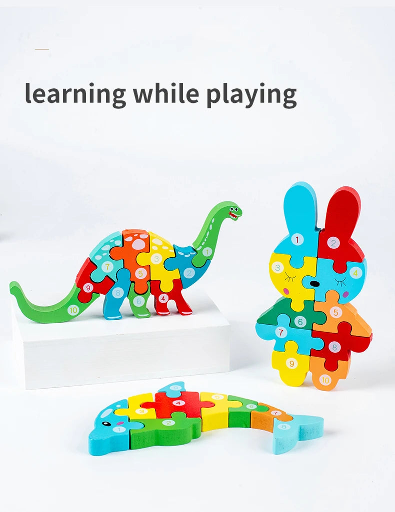 Montessori 3D Animal Wooden Puzzle for Kids