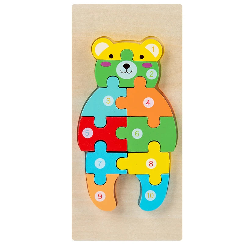 Montessori 3D Animal Wooden Puzzle for Kids