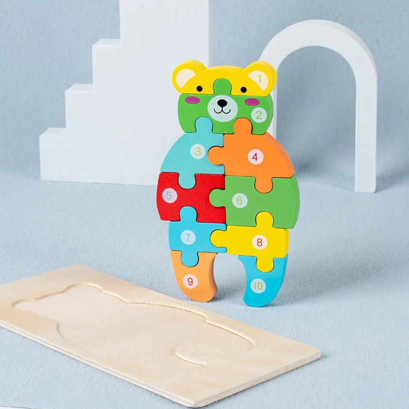 Montessori 3D Animal Wooden Puzzle for Kids