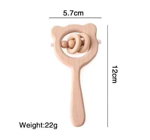 Wooden Baby Montessori Hand Bell Rattle