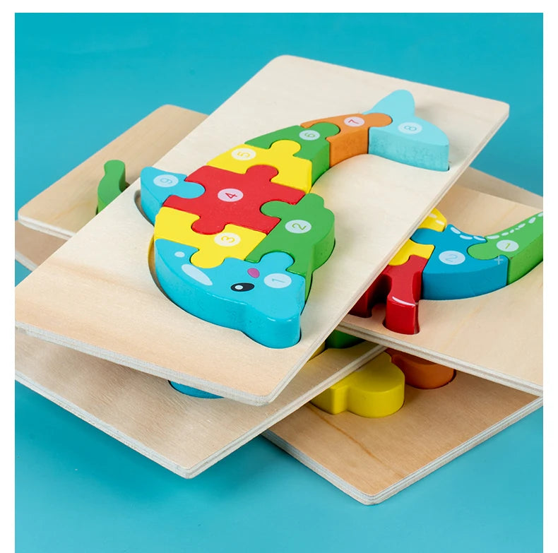 Montessori 3D Animal Wooden Puzzle for Kids