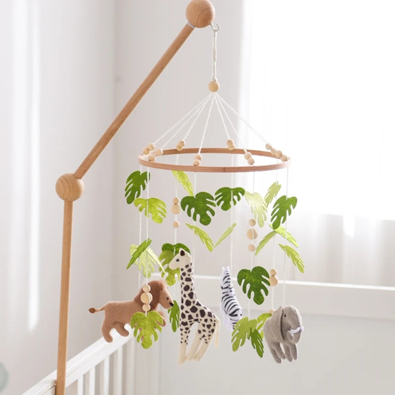 Wooden Baby Mobile with Cotton Features