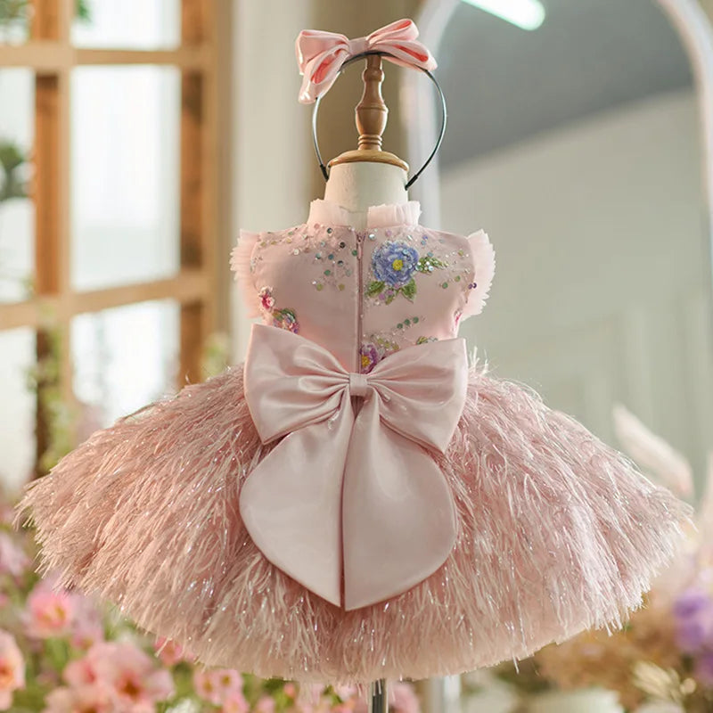 Floral Cotton-Polyester Ball Gown Dress for Toddler Girls