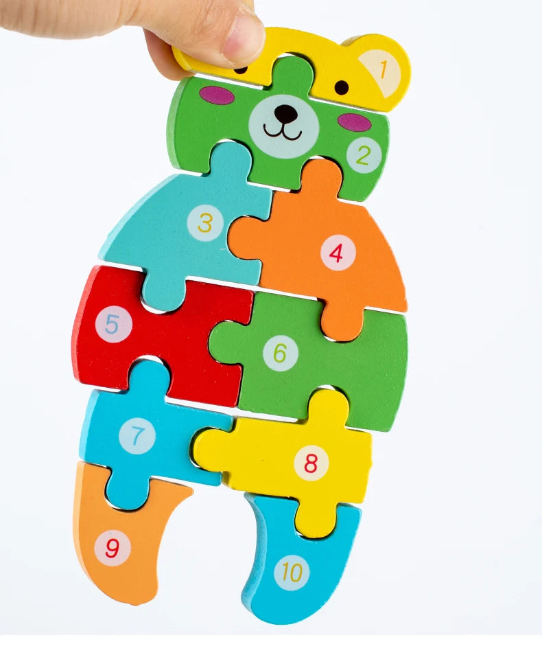 Montessori 3D Animal Wooden Puzzle for Kids